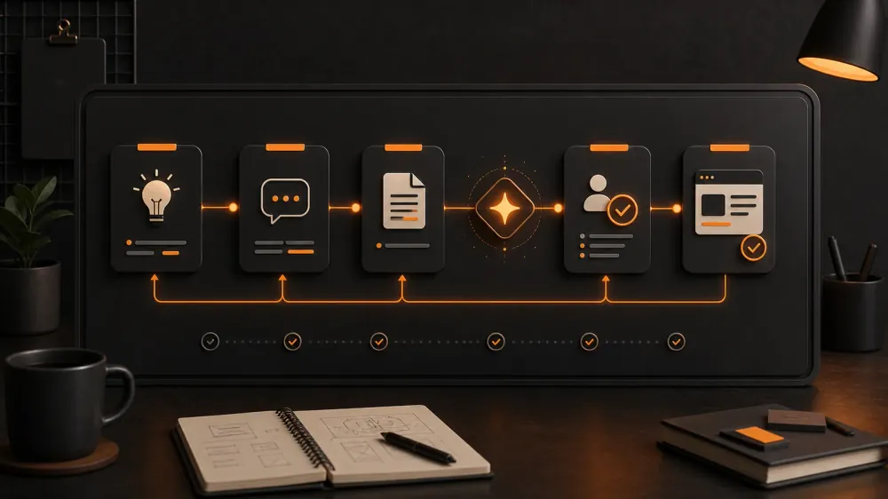 Flujo de trabajo de IA y supervisión humana para crear contenidos digitales