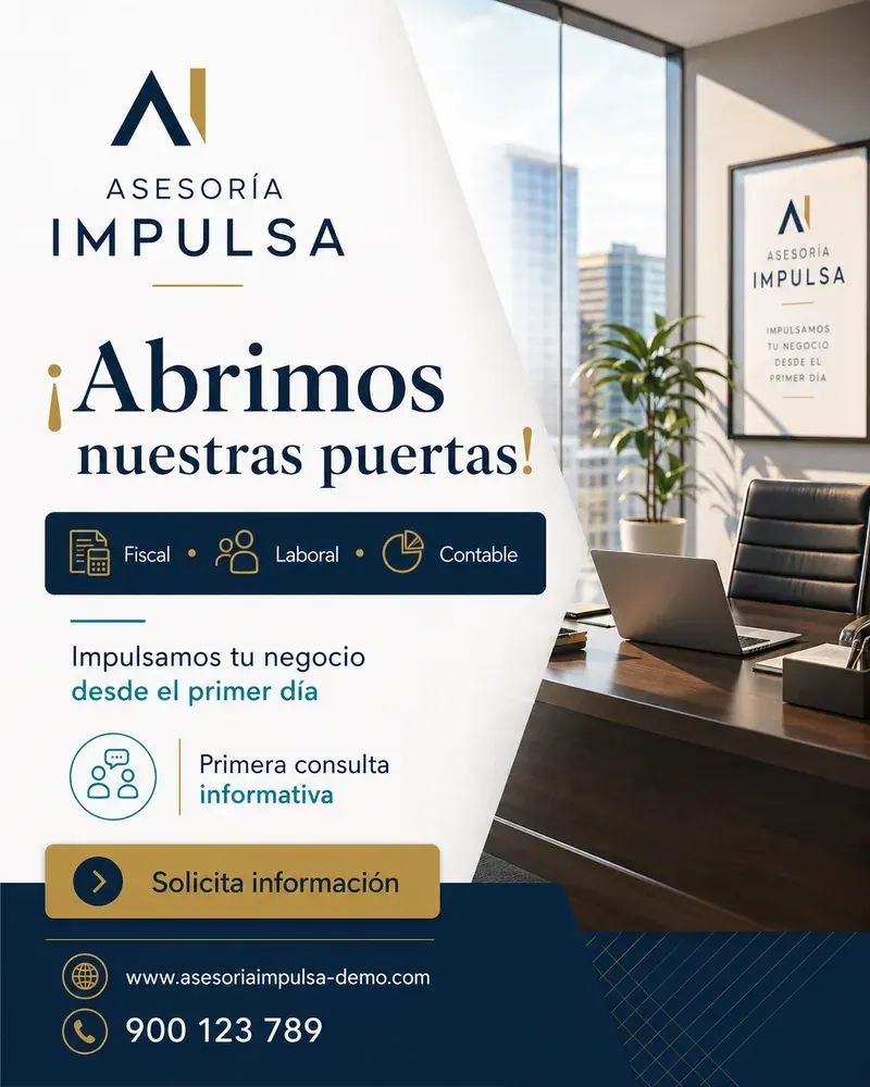 Ejemplo demostrativo de pieza informativa para asesoría de empresas