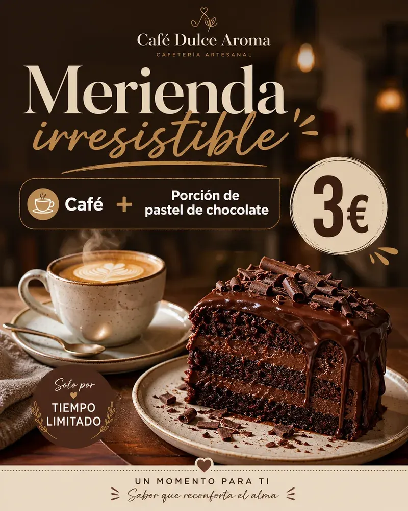 Ejemplo demostrativo de publicación para cafetería creada por Content Space
