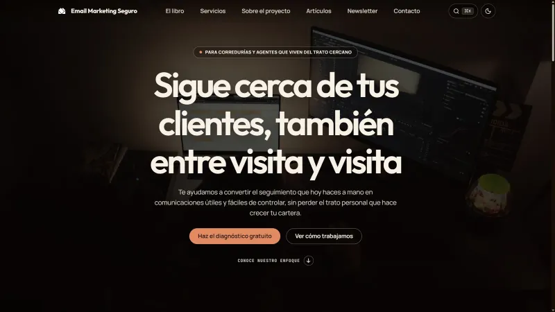 Captura de pantalla de la web oficial de Email Marketing Seguro
